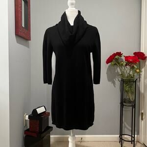 NEW Prive Cashmere Mini Exaggerated Cowl Neck 3/4 Sleeve Mini Dress Tunic S NWOT